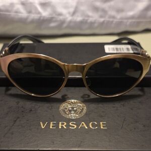Versace Gold and Black Cat-Eye Sunglasses